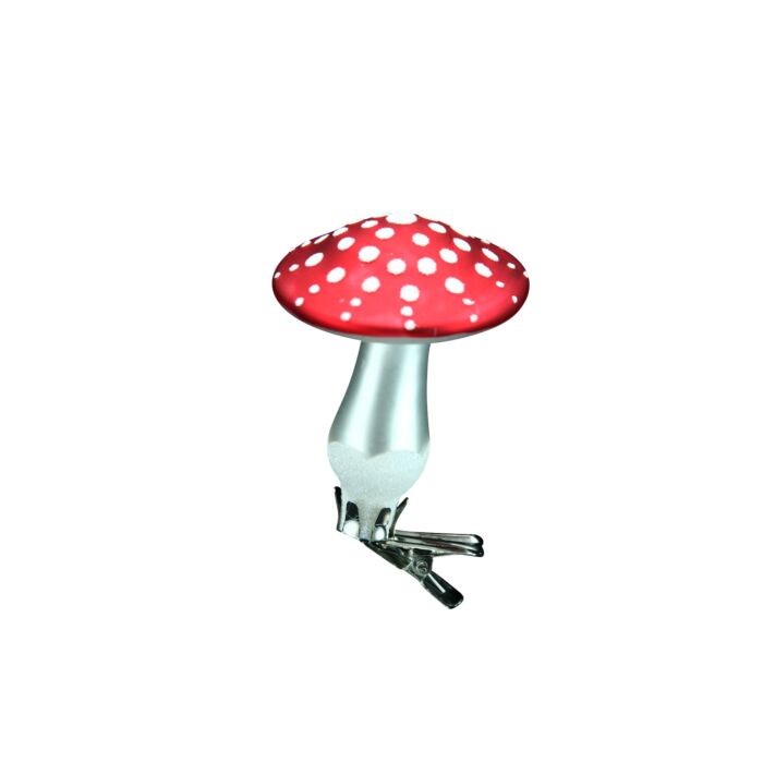Gisela Graham Glass Toadstool Clip on Tree Decoration